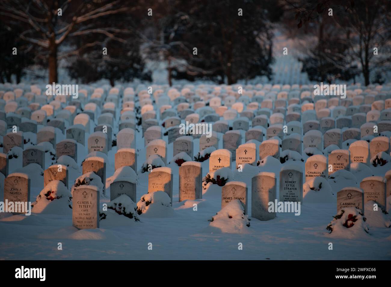 Early morning of the Wreaths Across America annual removal of wreaths