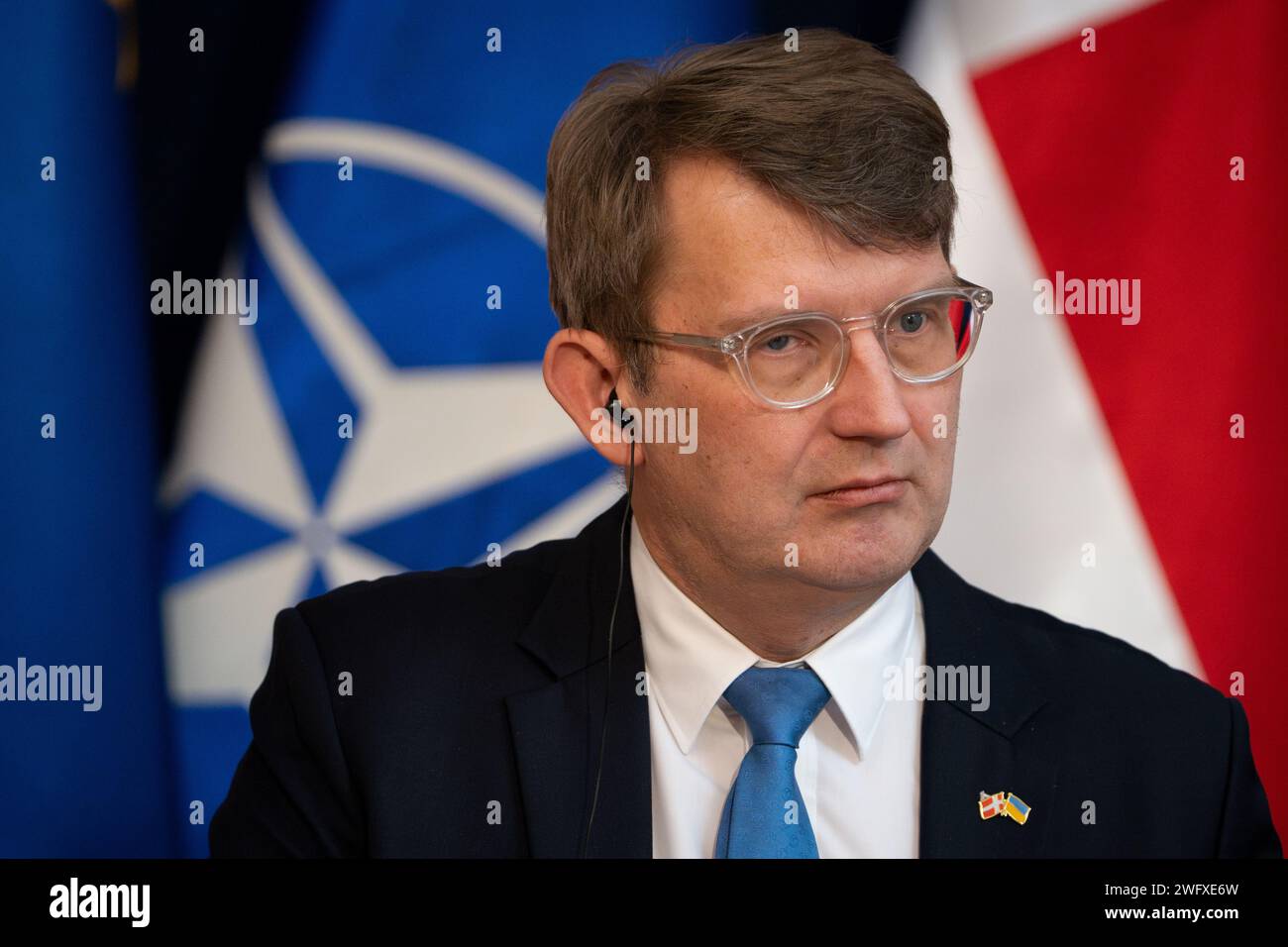 Deputy Prime Ministers Troels Lund Poulsen and Wladislaw Kosiniak-Kamysz meet at the Chancellery of the Prime Minister in Warsaw, Poland on 01 Februar Stock Photo