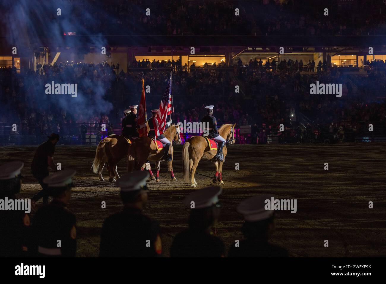 U.S. Marines with the Marine Corps Mounted Color Guard, Marine Corps Logistics Base Barstow