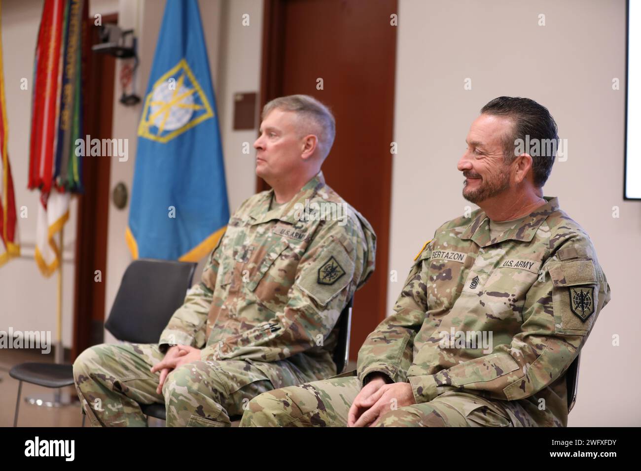 U.S. Army Reserve Command Sgt. Maj. Edward Bailey, left, MIRC command ...