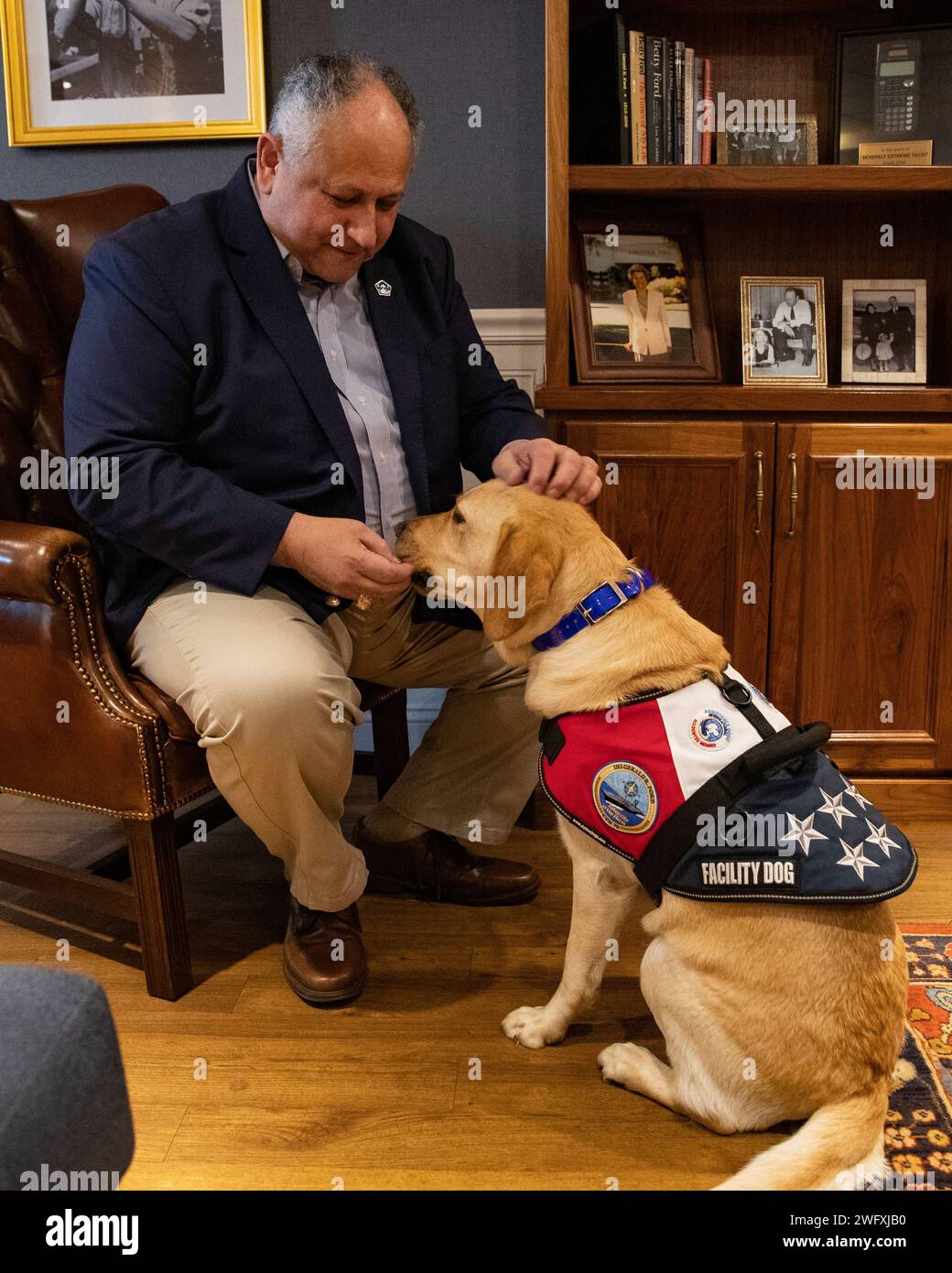 240113-N-SK336-1036 Secretary of the Navy Carlos Del Toro greets Sage ...