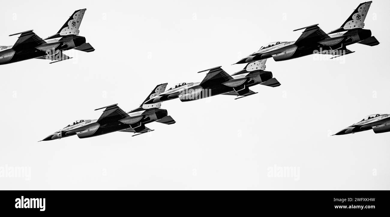 The U.S. Air Force Air Demonstration Squadron “Thunderbirds” perform