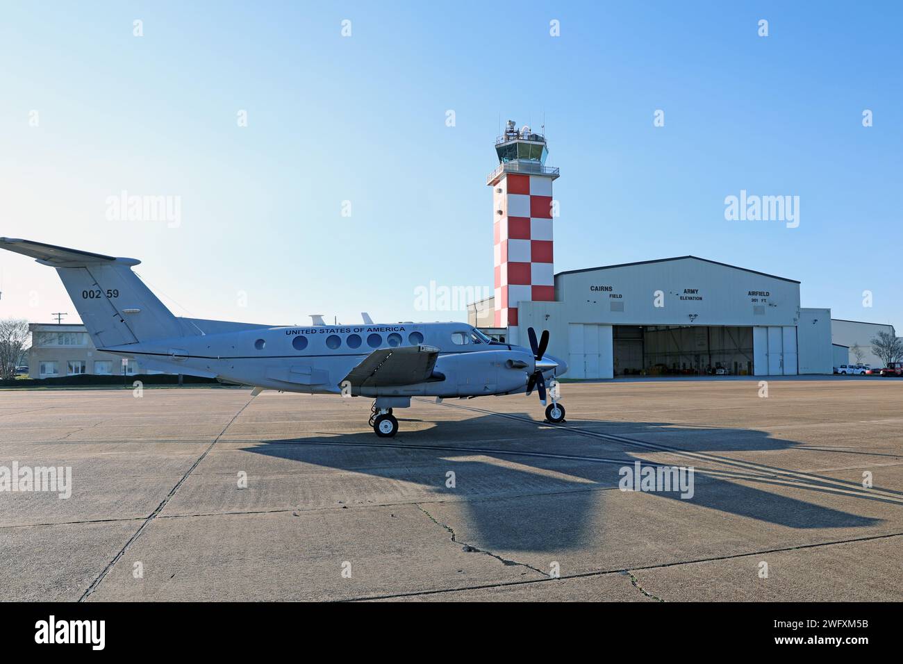 A C12 Huron airplane assigned to Detachment 1, Company B, 1st