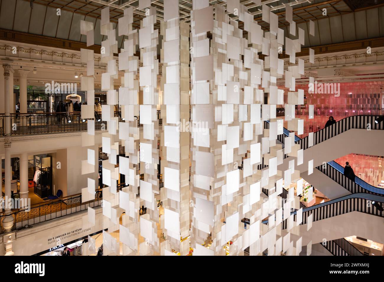 Paris, France, Le Bon Marche department store decorated by Daniel Buren, Editorial only. Stock Photo