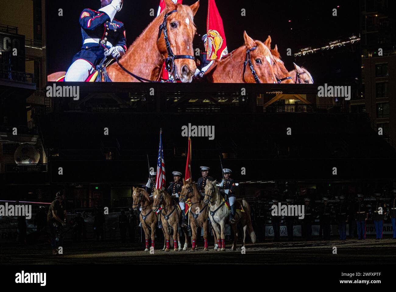 U.S. Marines with the Marine Corps Mounted Color Guard, Marine Corps Logistics Base Barstow