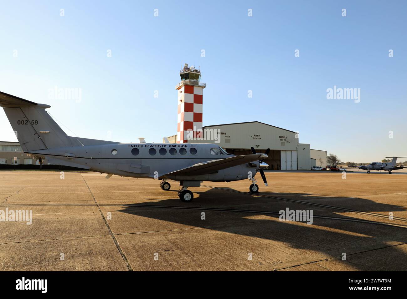A C12 Huron airplane assigned to Detachment 1, Company B, 1st