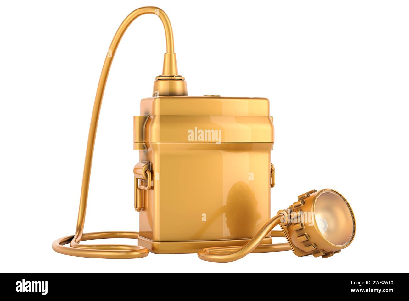 Golden Rechargeable Mining Headlamp, 3D rendering isolated on white background Stock Photo - Alamy