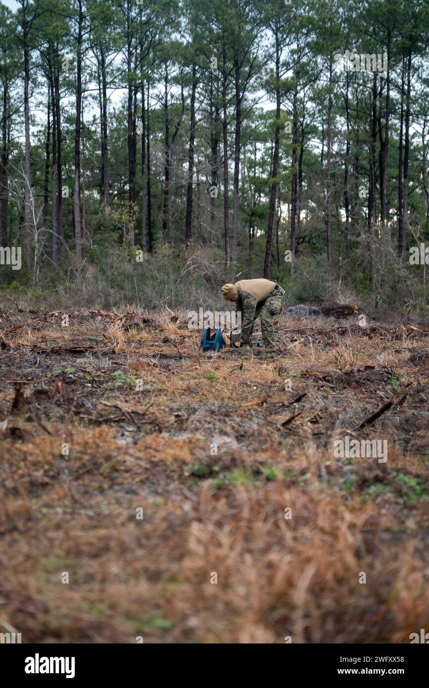 A U.S. Marine Corps explosive ordnance disposal technician with