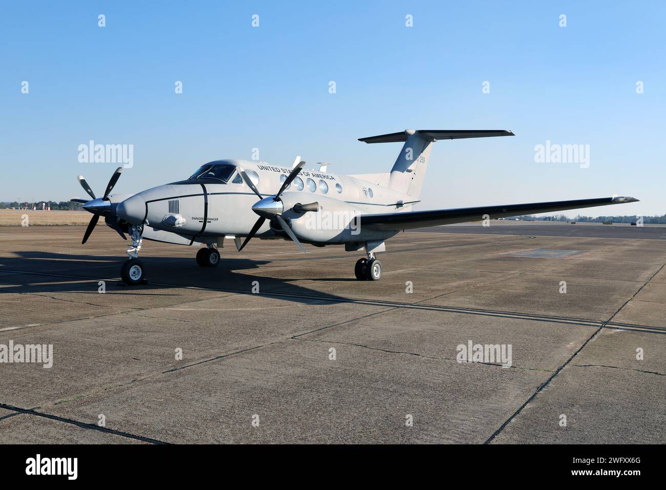 A C12 Huron airplane assigned to Detachment 1, Company B, 1st