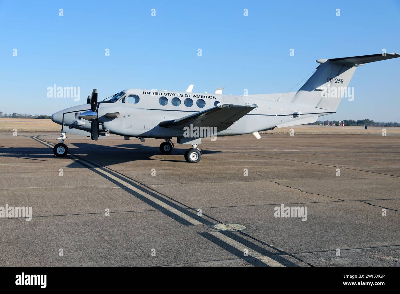 A C12 Huron airplane assigned to Detachment 1, Company B, 1st