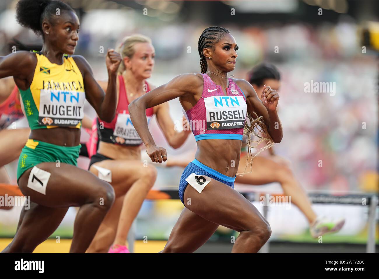 Masai RUSSELL participating in the 100 meters hurdles at the World