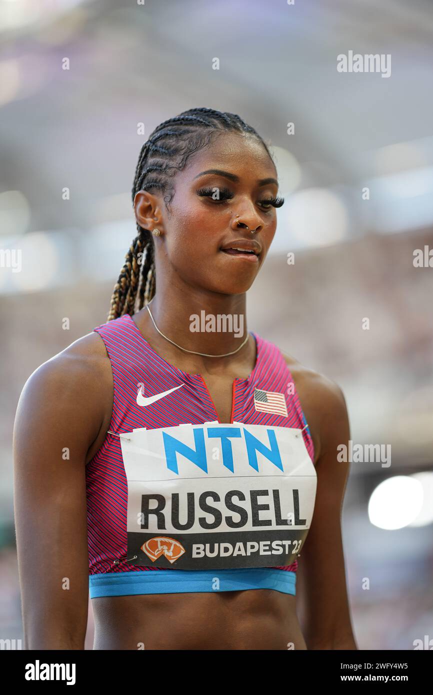 Masai RUSSELL participating in the 100 meters hurdles at the World