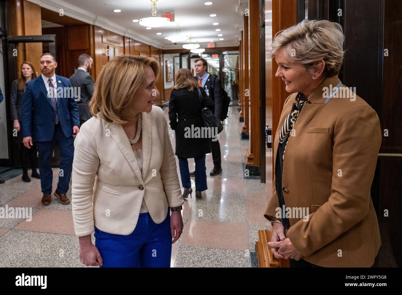 Deputy Secretary of Defense Kathleen H. Hicks greets Secretary of