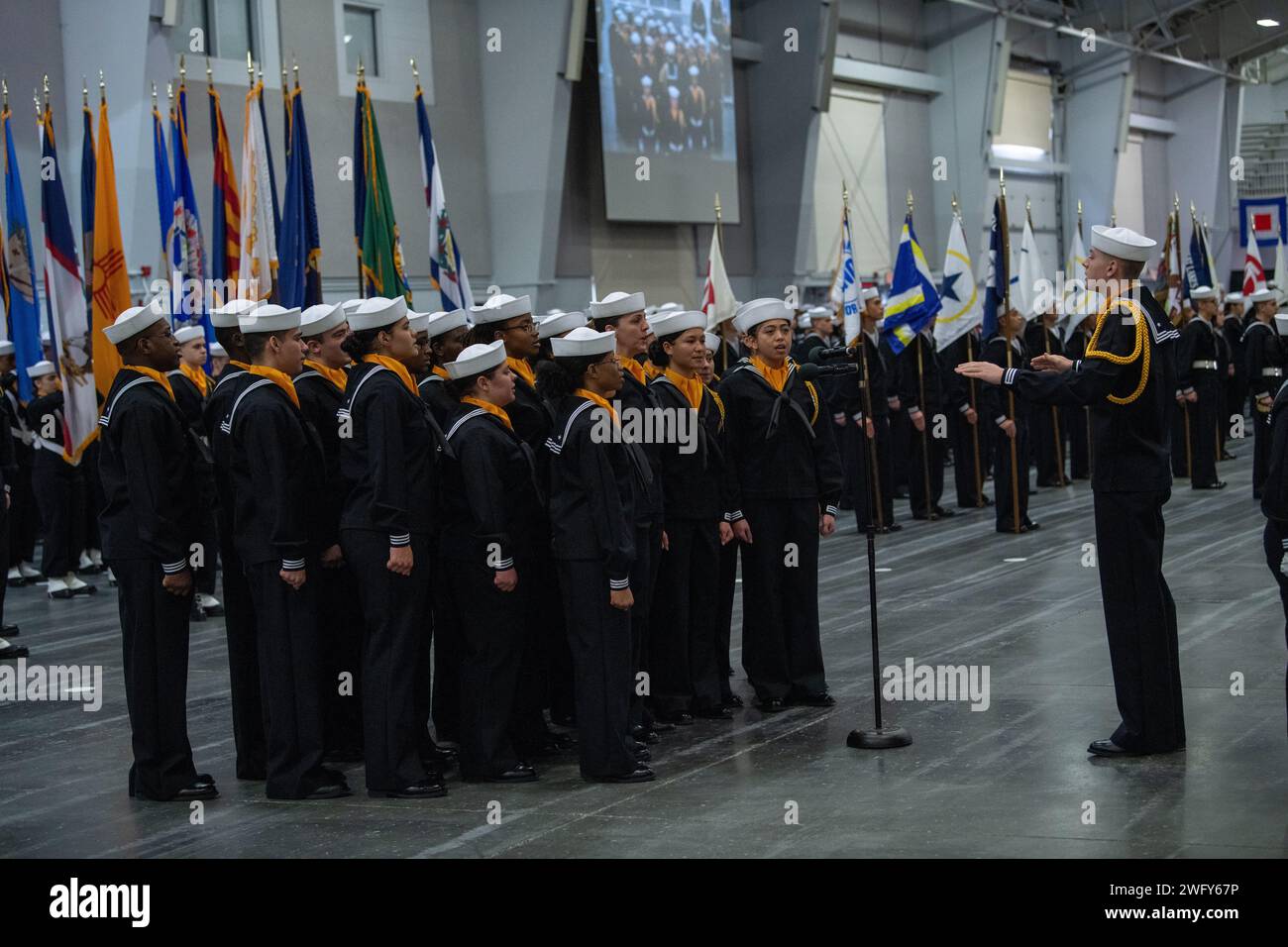 U.S. Navy Recruit Training Command's Pass in Review in Great Lakes ...