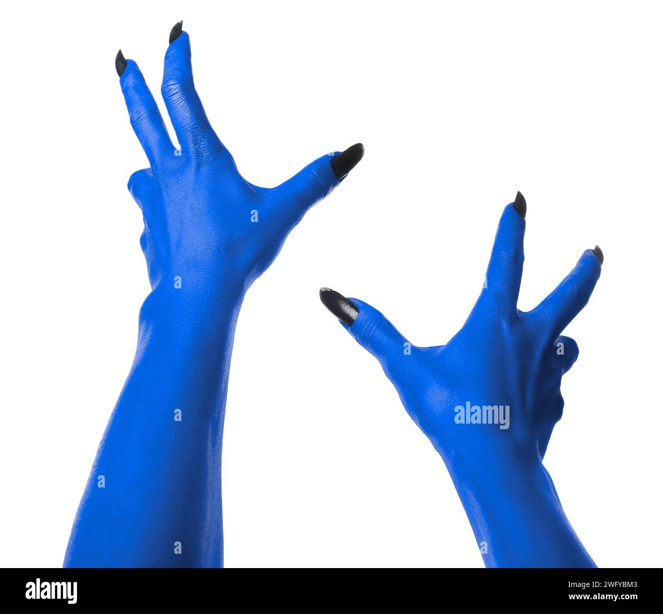 Creepy monster. Blue hands with claws isolated on white Stock Photo Alamy