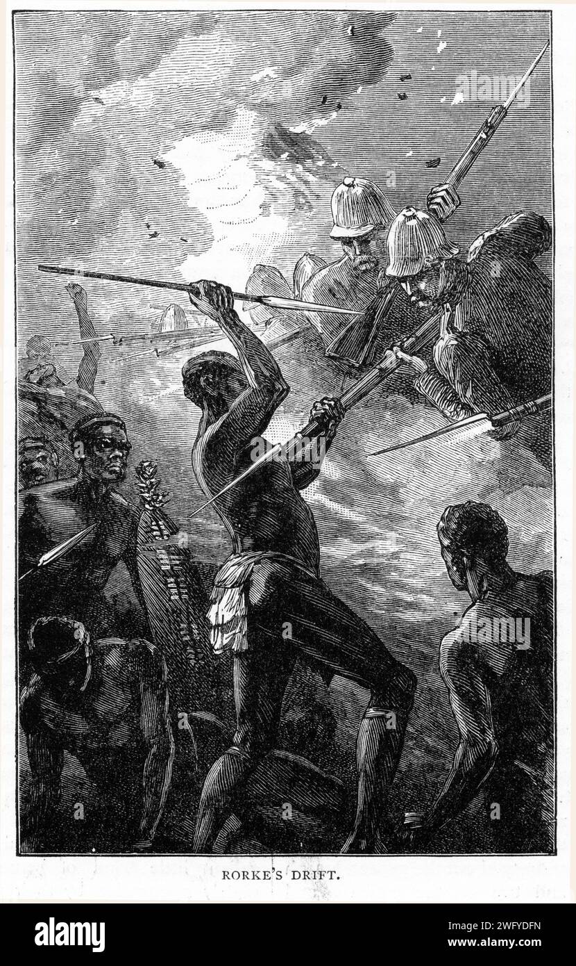 Engraving of the Battle of Rorke's Drift, also known as the Defence of