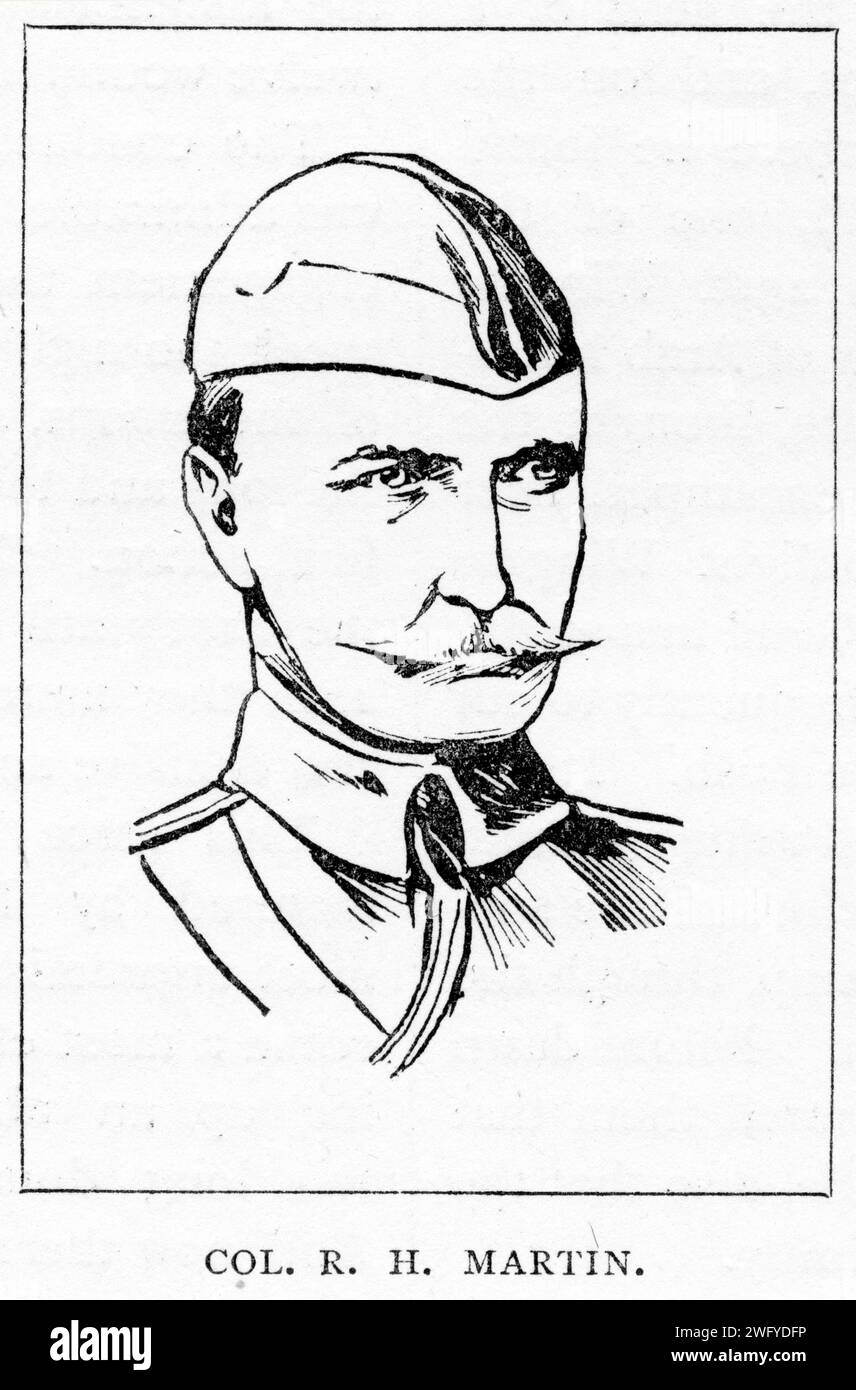 Portrait of Colonel R. H. Martin, who led the 21st Lancers into the Battle of Omdurman in the Sudan, 1898. Published circa 1904. The Battle of Omdurman was fought during the Anglo-Egyptian conquest of Sudan between a British–Egyptian expeditionary force commanded by British Commander-in-Chief (sirdar) major general Horatio Herbert Kitchener and a Sudanese army of the Mahdist State, led by Abdallahi ibn Muhammad (the Khalifa), the successor to the self-proclaimed Mahdi, Muhammad Ahmad. Stock Photo