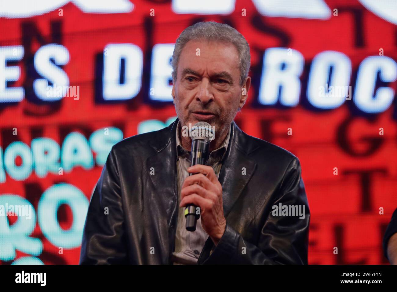 Mexico City, Mexico. 01st Feb, 2024. Cesar Costa, singer and member of La Caravana del Rock & Roll, is announcing an upcoming concert on the occasion of the Day of Love and Friendship during a press conference at the Lunario of the National Auditorium in Mexico City. (Photo by Gerardo Vieyra/NurPhoto) Credit: NurPhoto SRL/Alamy Live News Stock Photo