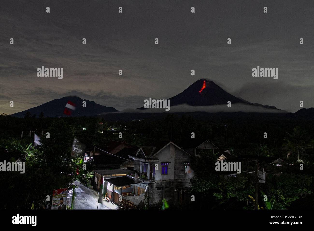 Mount Merapi Image Material Magelang, Central Java, Indonesia. 1st Feb, 2024. Mount Merapi spews ...