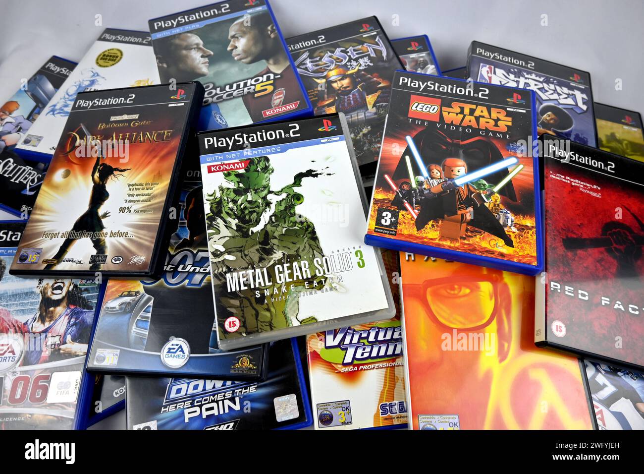 A large pile of PS2 games – Wales, UK  –  31 January 2024 Stock Photo