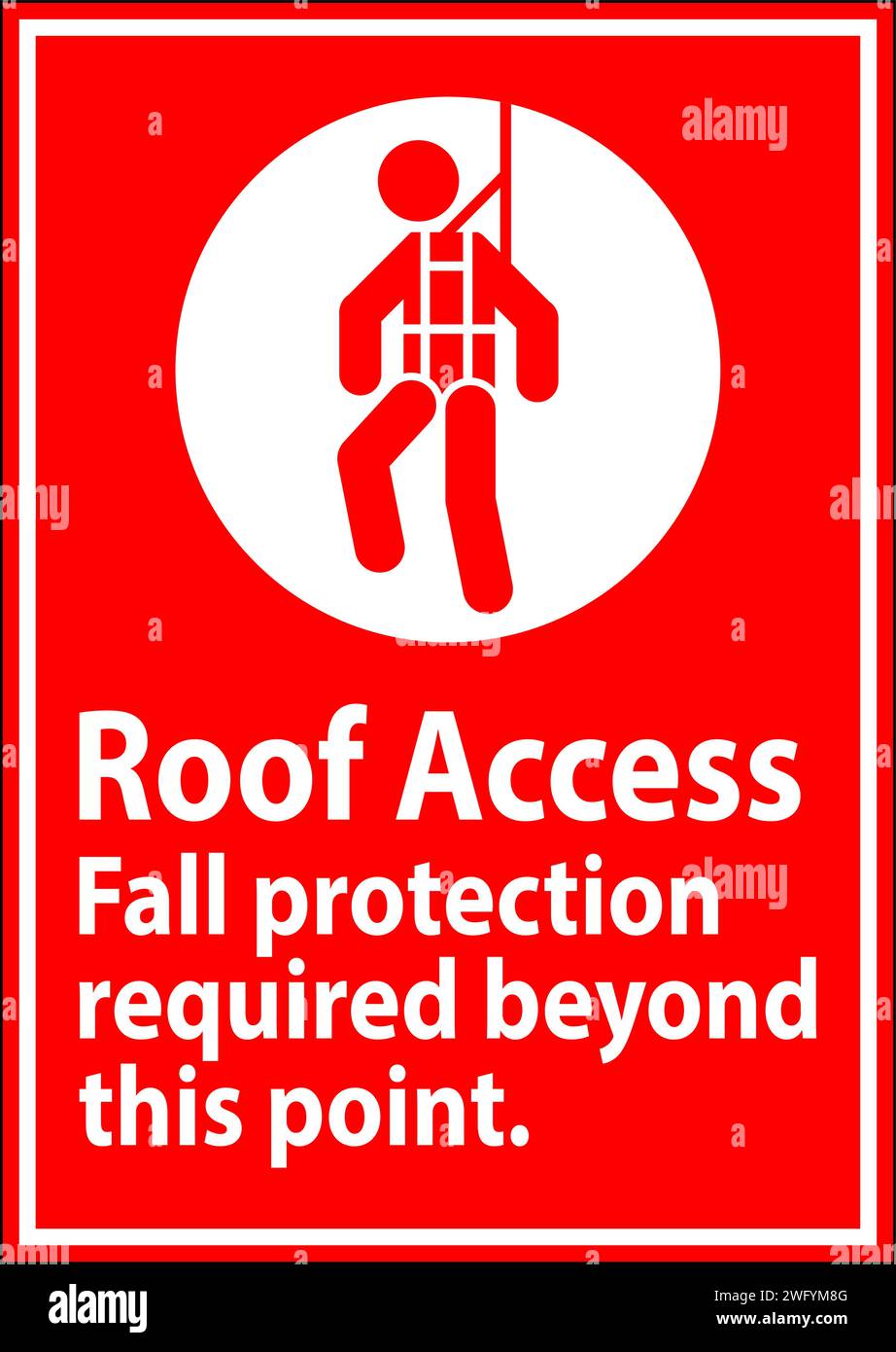 Warning Sign, Roof Access Fall Protection Required Beyond This Point