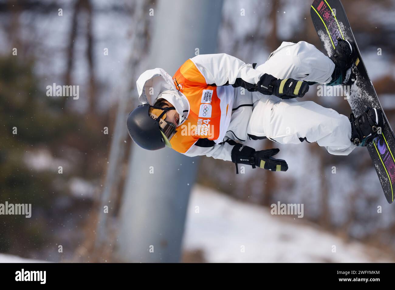 Ryusei Yamada (JPN),  FEBRUARY 1, 2024 - Snowboarding : Men's Halfpipe Qualification during the Gangwon 2024 Winter Youth Olympic Games  at Hoengseong Welli Hilli Park Ski Resort, Hoengseong, Korea. (Photo by AFLO SPORT) Stock Photo