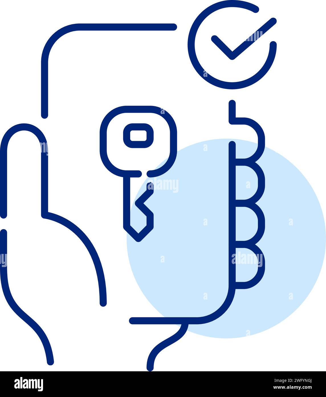 Remote control personal account access. Key, smartphone and checkmark ...