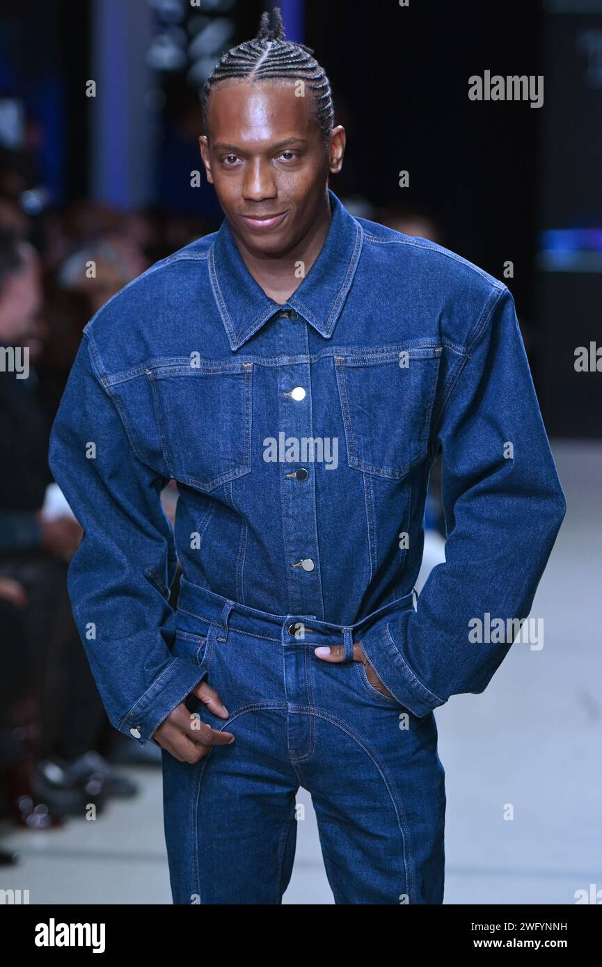 New York, USA. 01st Feb, 2024. Carlos Greer Walks The Runway During The ...