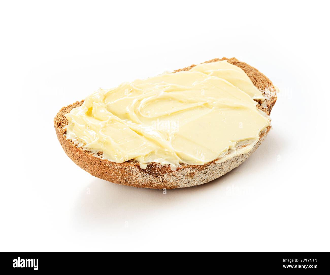 butter with bread isolated on white background Stock Photo