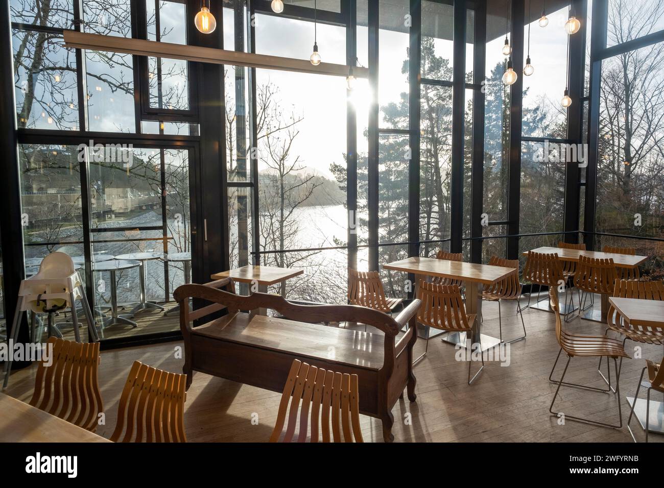 Cafe at Troldhaugen, home of the Norwegian composer Edvard Grieg in Bergen, Norway Stock Photo