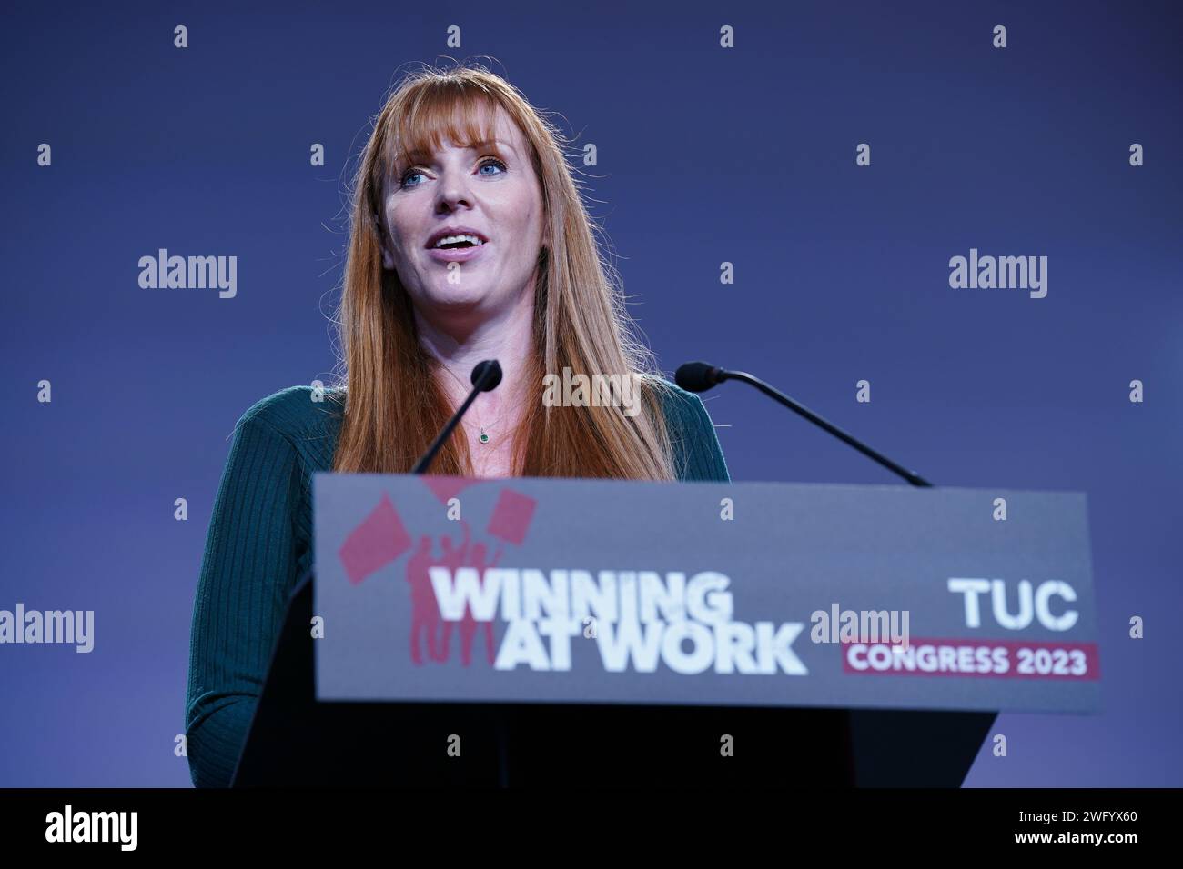 File photo dated 12/09/23 of Deputy Labour Party leader Angela Rayner, who has said the SNP-led Scottish Government is 'distracted and tired' ahead of a visit north of the border. She will join Scottish Labour leader Anas Sarwar in East Lothian on Friday. Ms Rayner is aiming to promote the party's 'new deal for working people', which would bring in changes to employment law if Labour wins power at Westminster. Issue date: Friday February 2, 2024. Stock Photo