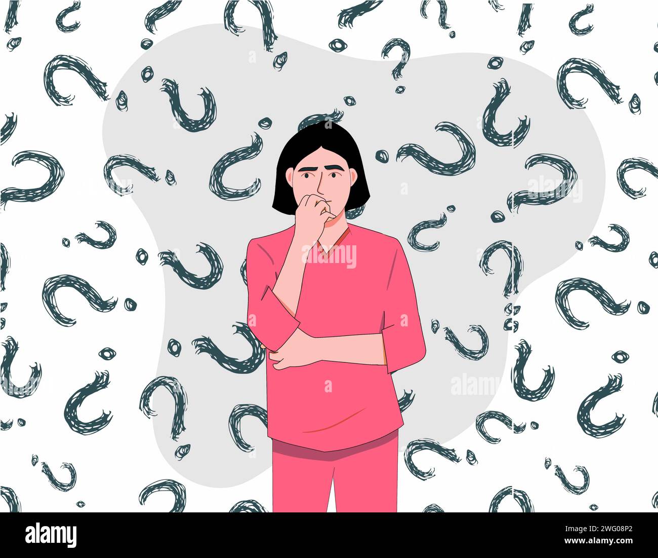 Vector woman with stress mental disorder shocked scared panic anxiety ...