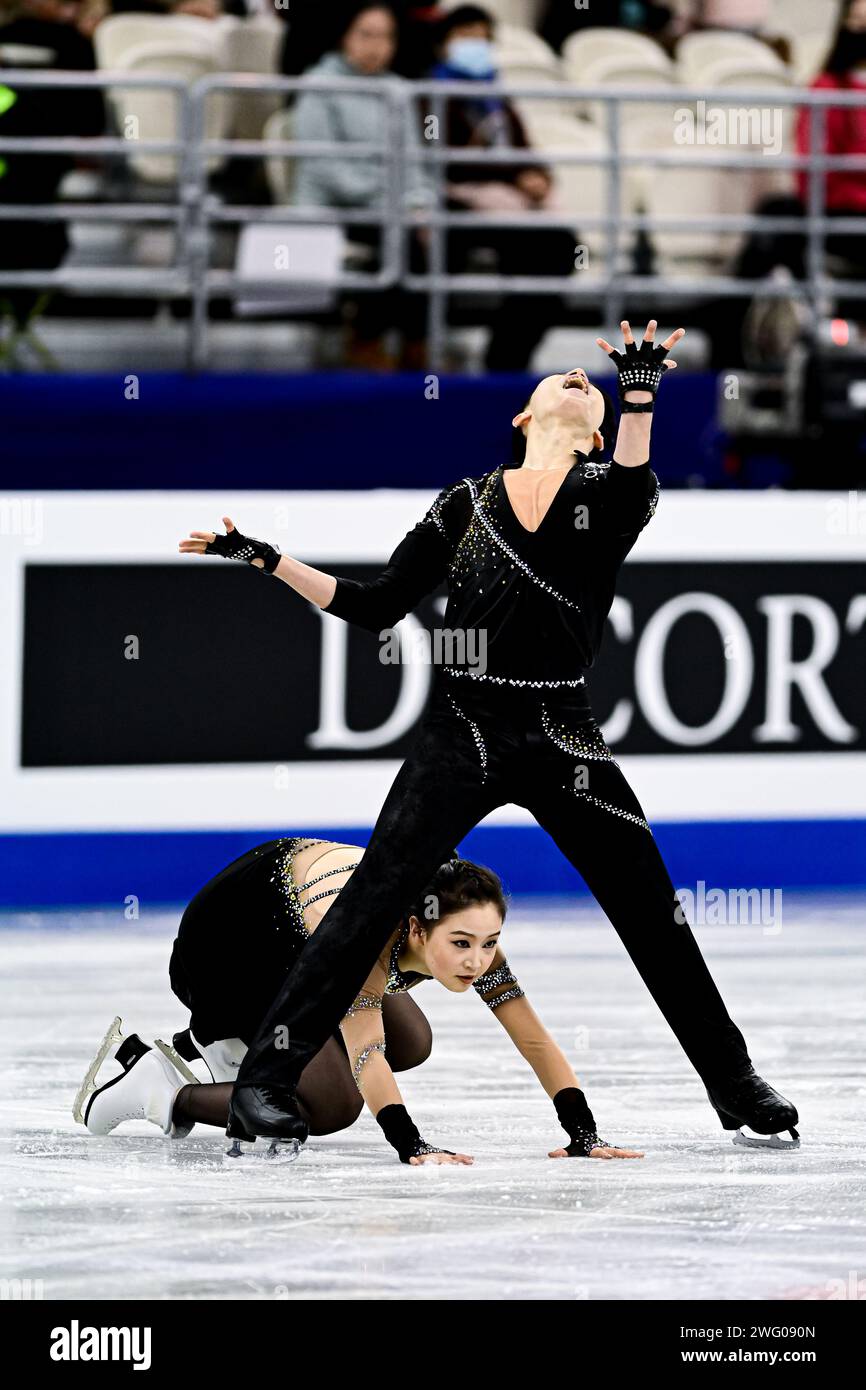 Shang SHI & Nan WU (CHN), during Ice Dance Rhythm Dance, at the ISU ...