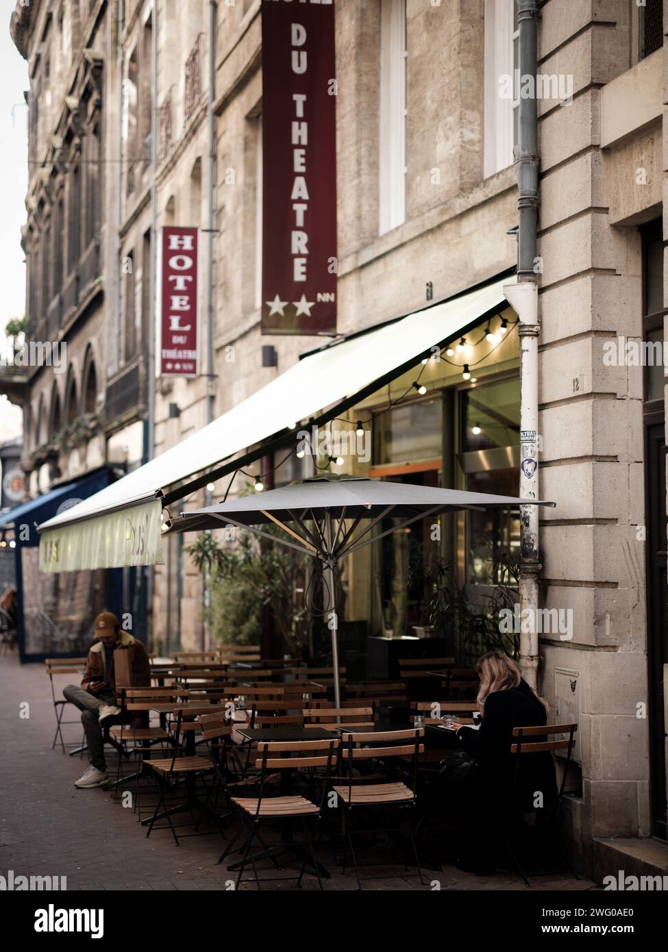 Daily life as seen in the streets of Bordeaux on a sunny winter