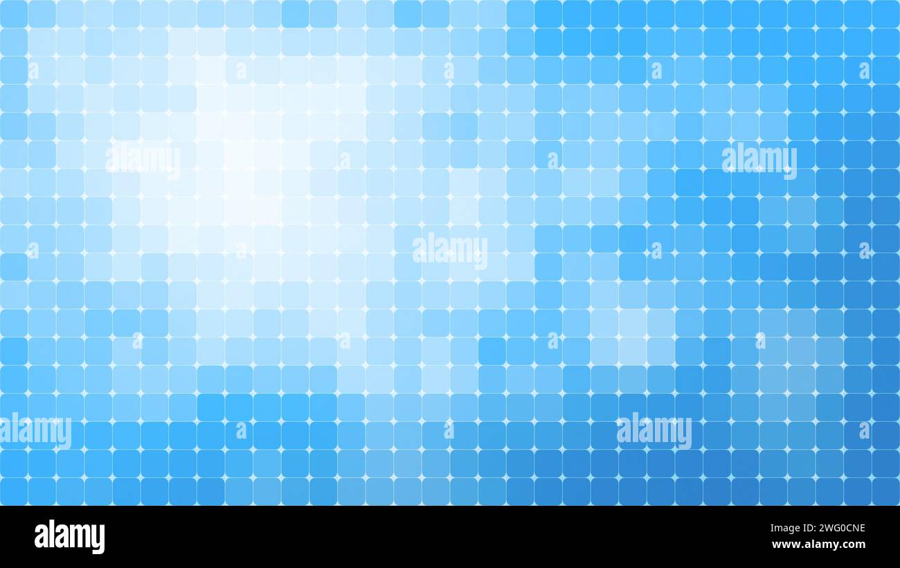 Abstract grid background of rounded bright light blue squares with color gradient. High resolution full frame abstract vibrant background in blue hues Stock Photo