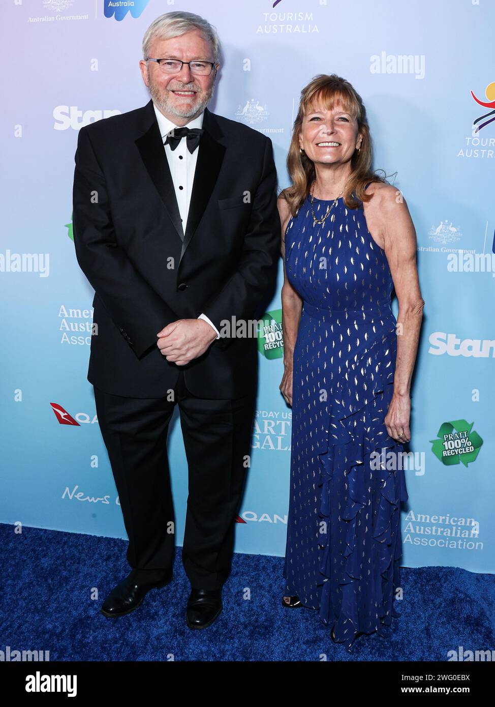 LOS ANGELES, CALIFORNIA, USA - FEBRUARY 01: Kevin Rudd and Therese Rein ...