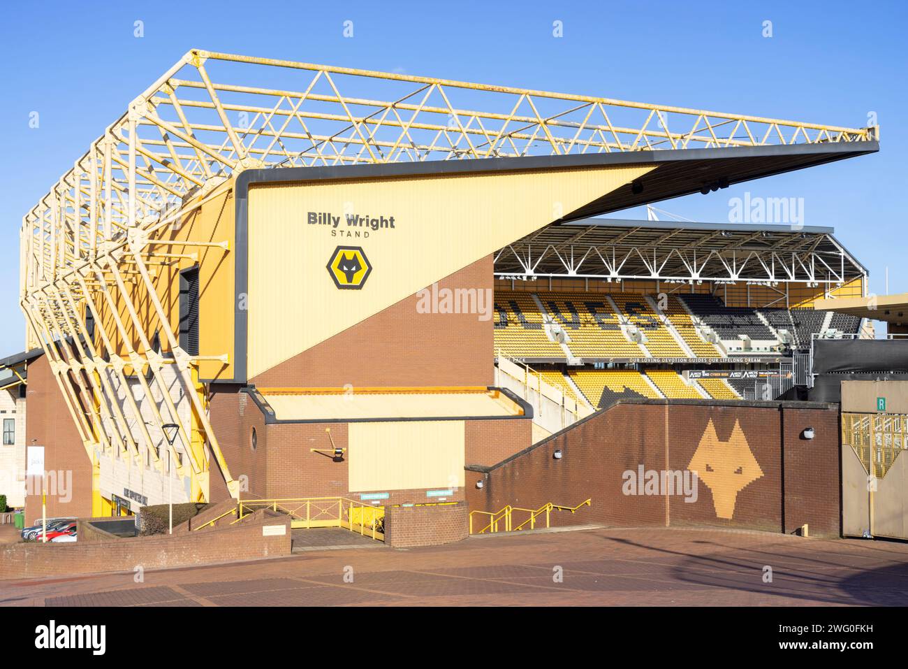 Wolverhampton Wanderers Football Club or 'Wolves' Wolverhampton Wanderers stadium in Wolverhampton West Midlands England UK GB Europe wolves fc Stock Photo