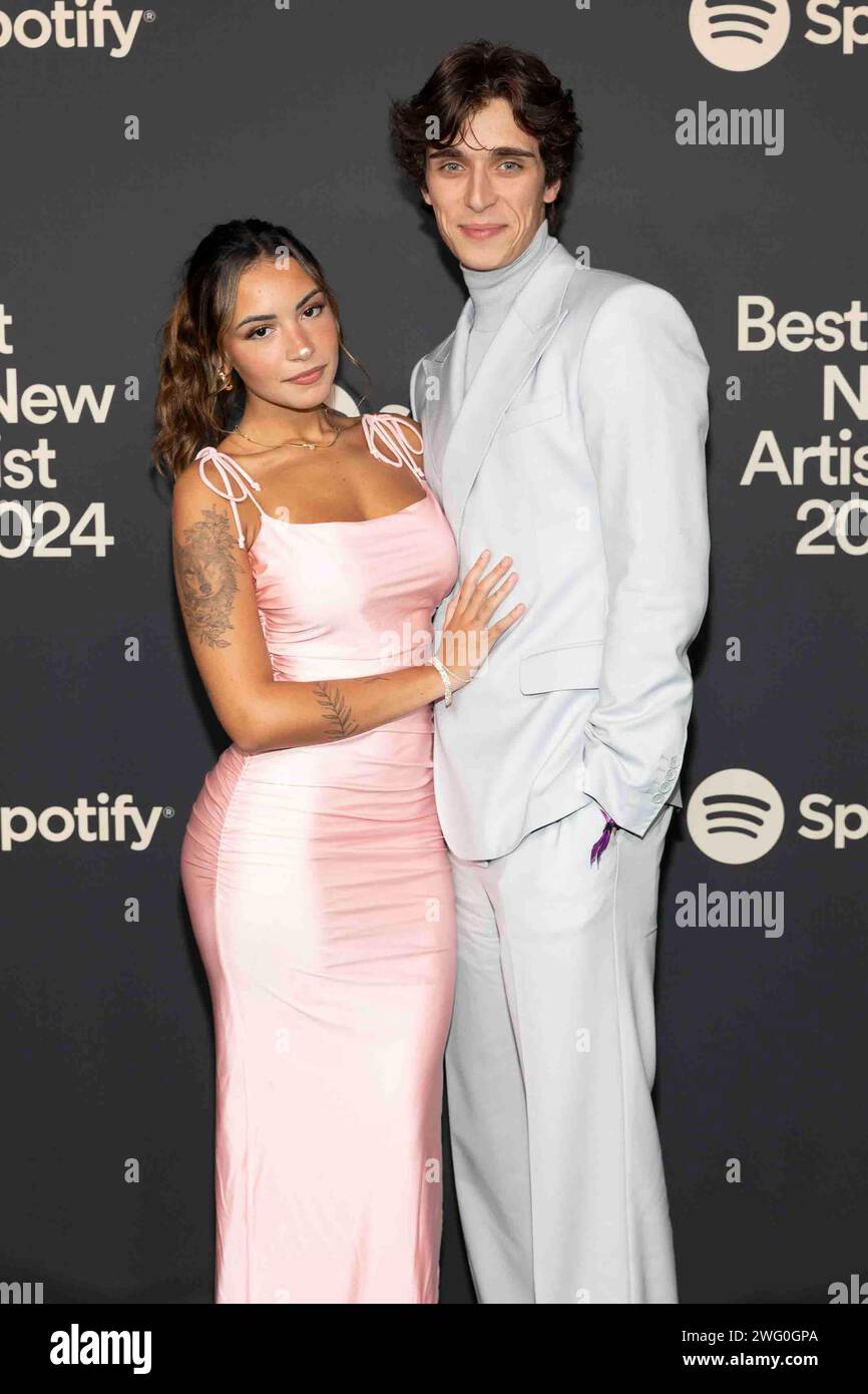 Los Angeles, USA. 01st Feb, 2024. Gabi Moura and Josh Richards attend