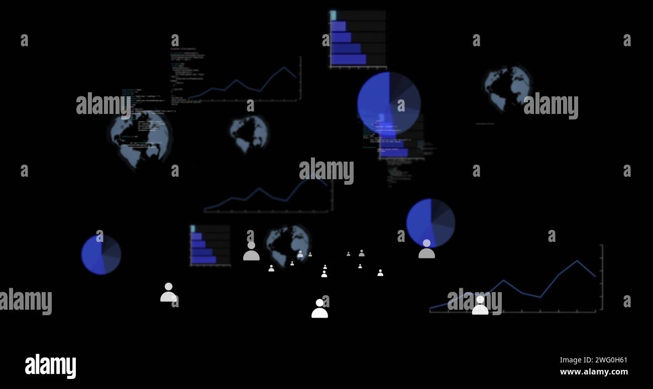 Image of globe and data processing over dark background Stock Photo - Alamy