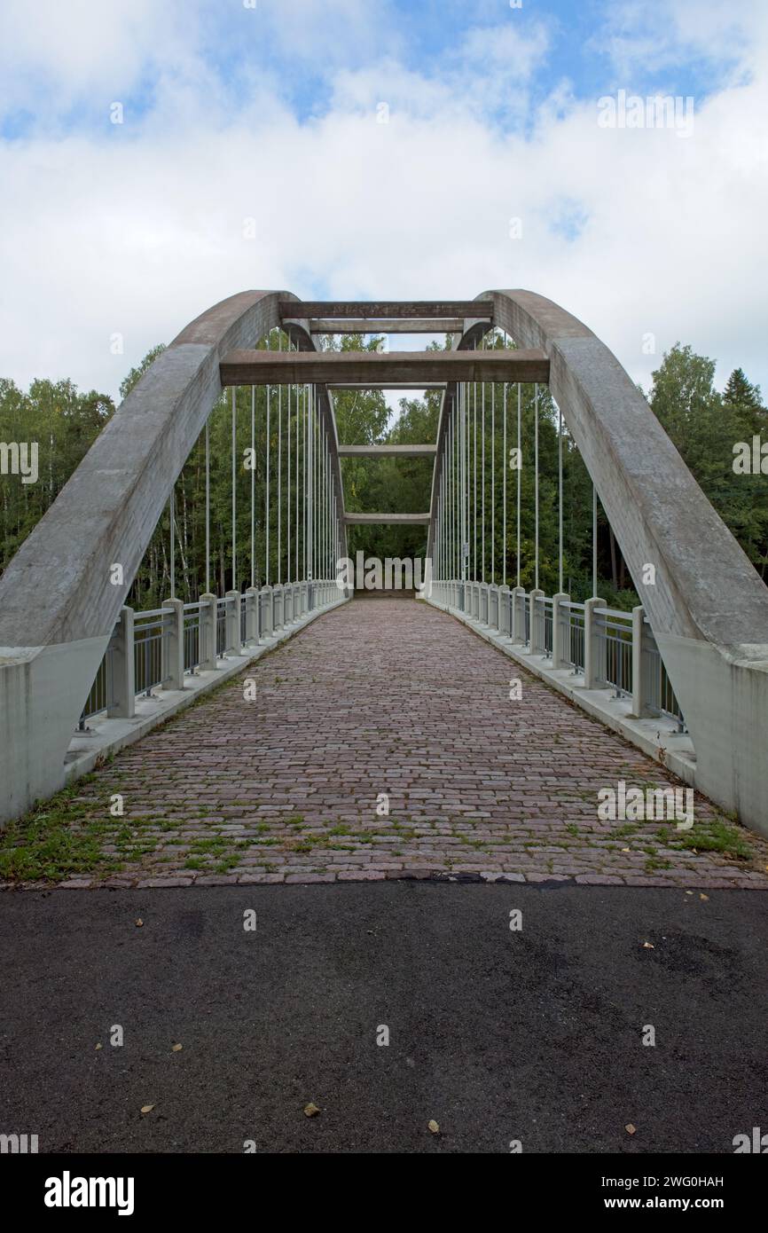 Old stone Savukoski museum bridge which once stood between Sweden and Russia now on the border of  Pyhtää and Loviisa municipalities, Finland. Stock Photo