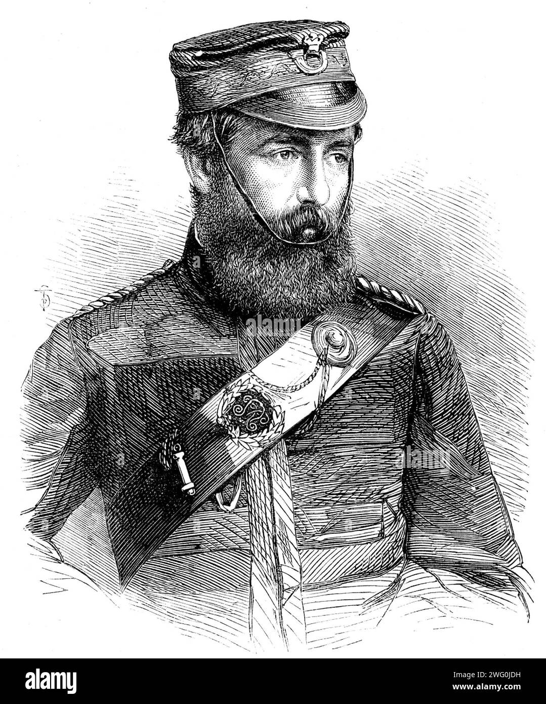 Mr. Pixley, of the Victoria Rifles, winner of the Queen's Prize at the National Rifle Contest, 1862. 'This gentleman is by no means an undistinguished rifleman, having fairly earned his marksman's badge at Hythe last year, where he likewise won his sectional prize. He has further carried off honours in the shooting of his own company (No. 1) of the Victoria, besides obtaining a rifle offered by some private donor. Mr. Pixley, however, had by no means a walk over, as he was pressed hard by two men in his own squad, and at the close of the firing had only two points to spare. He was, of course, Stock Photo
