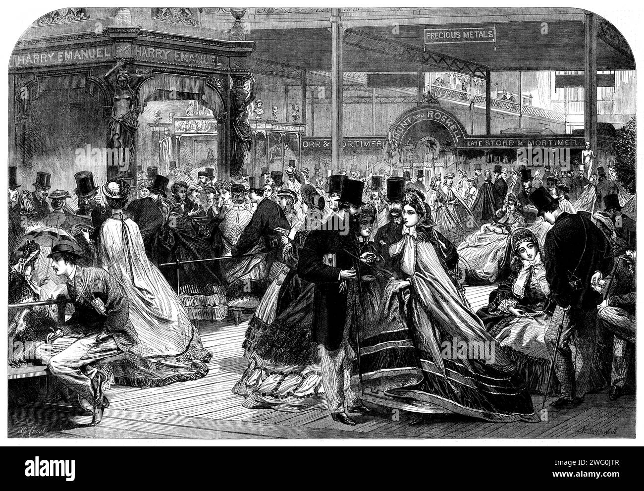 Half-crown Day at the International Exhibition, 1862. The International Exhibition of 1862 was a world's fair held in South Kensington, London. The site now houses museums including the Natural History Museum and the Science Museum. From &quot;Illustrated London News&quot;, 1862. Stock Photo