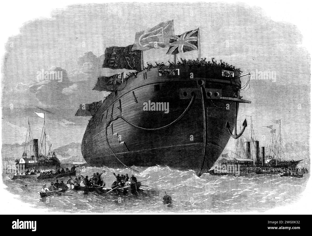Laird Rams The new iron-clad fleet: launch at Chatham Dockyard of H.M.S. frigate ...