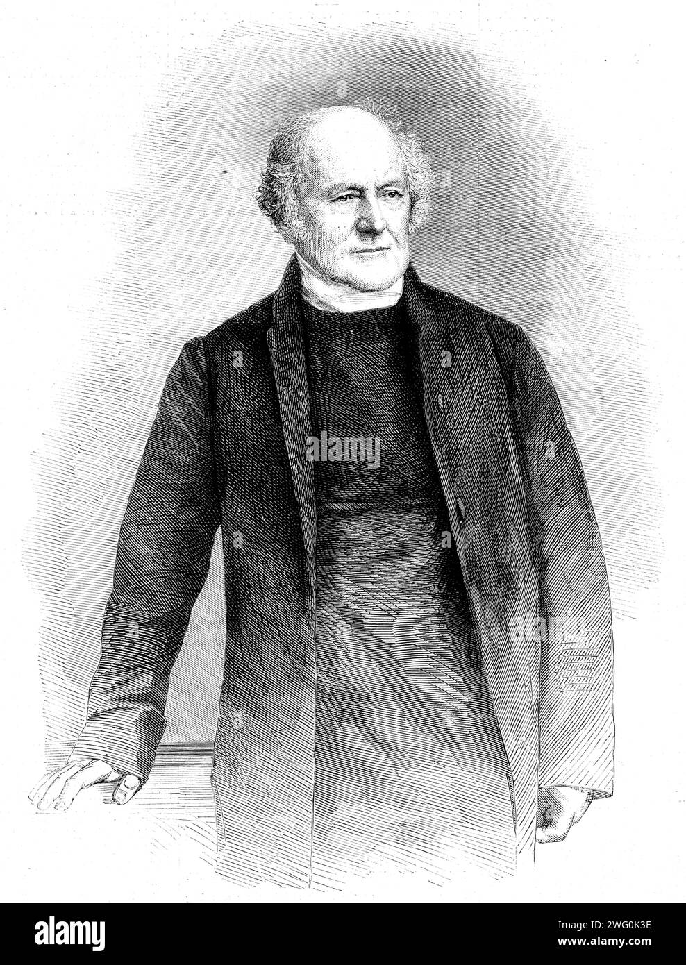 The Right Rev. Dr. Charles Thomas Longley, Archbishop of Canterbury, 1862. Engraving from a photograph by Mayall, of Regent-street. 'In 1825 he was appointed Public Examiner, and, having filled the office of Tutor and Censor of Christ Church, he was presented by his college to the incumbency of Cowley, a small benefice in the immediate neighbourhood of Oxford. [In 1829]...he was elected by the trustees to the headmastership of Harrow School...In 1836 the see of Ripon was founded, and Dr. Longley was appointed the first Bishop. On the resignation of Dr. Maltby in 1856, Dr. Longley was translate Stock Photo