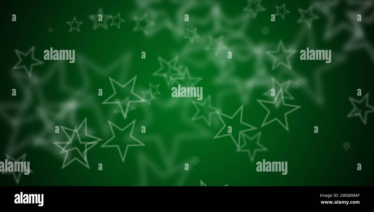 Flying stars over green background Stock Photo