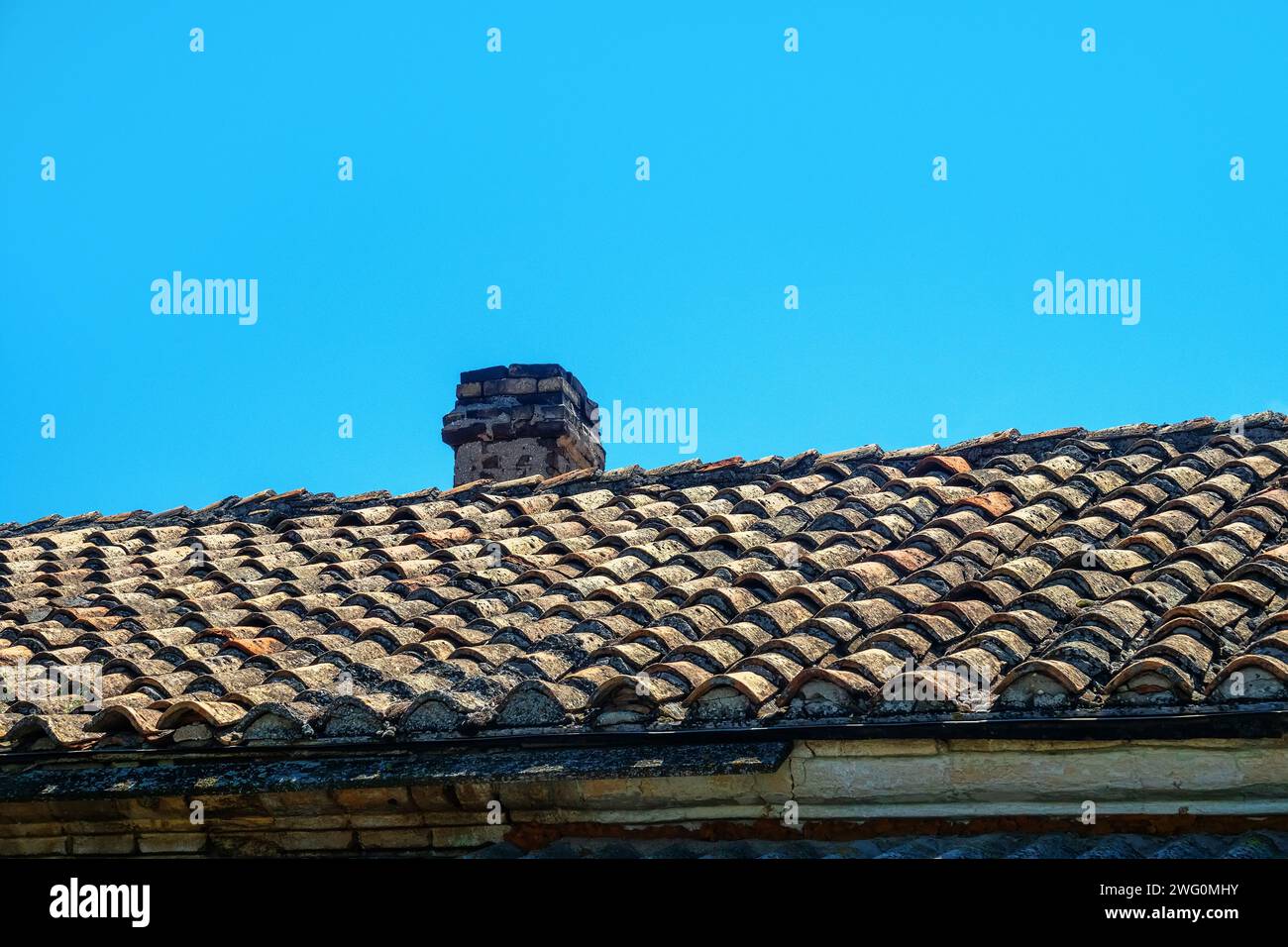 The roof of an old Tatar house with ancient Tatar tiles invented 500 ...