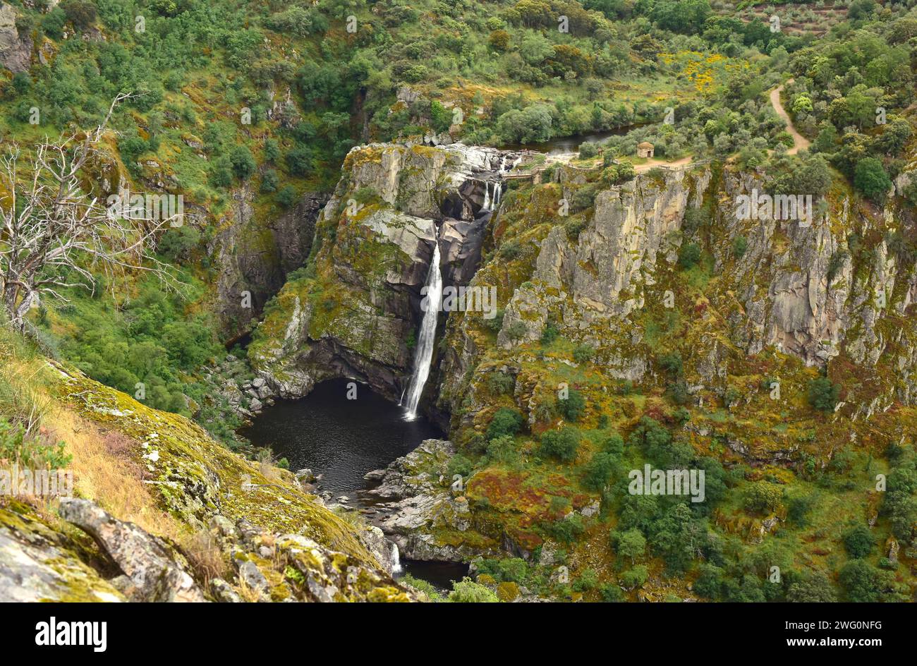 Pereña de la Ribera, Pozo de los Humos waterfall. Salamanca province, Castilla y Leon, Spain. Stock Photo