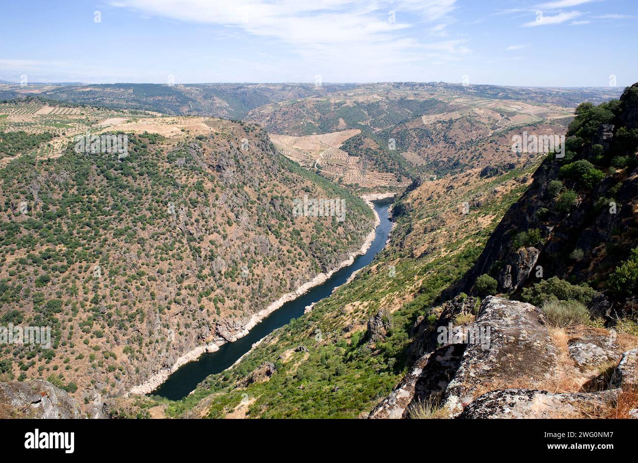 Duero River from Mirador del Castillo, Pereña de la Ribera. Salamanca province, Castilla y Leon, Spain. Stock Photo