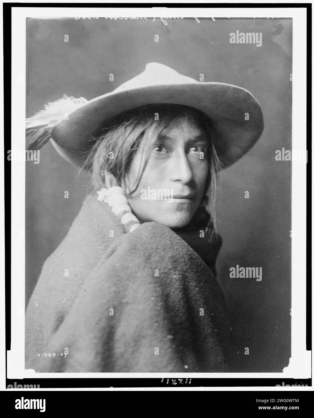 Whyay-Ring, c1905. Head-and-shoulders portrait of Tewa Indian. Stock Photo