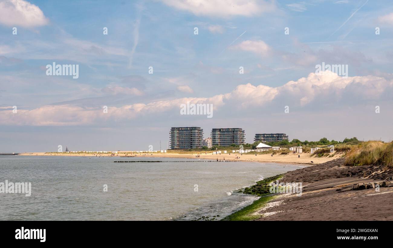 Beach along Western Scheldt river in Breskens, Zeeuws-Vlaanderen ...